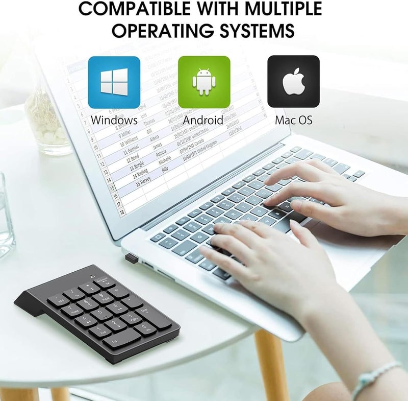 NOOX Wireless Number Pad, Numeric Keypad, Numpad Keyboard 10 Key USB Keypad for Laptops, Office Accounting Essentials Desktop Computer Accessories Compatible Chromebook Notebook EliteBook MateBook etc. - Image 5
